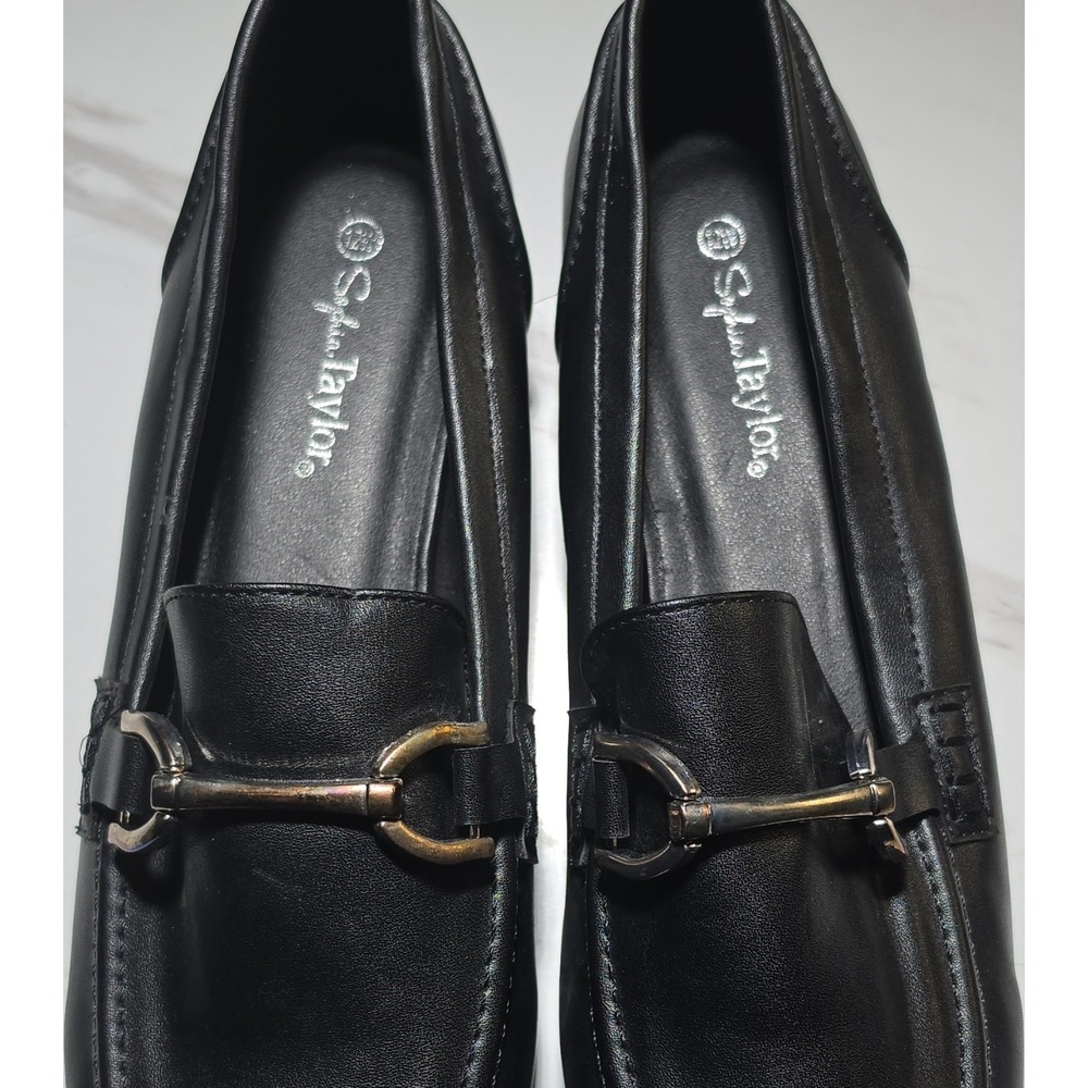 Sophia Taylor Women's Black Slip-On Loafer Flats Metal Bit Round Toe‎ Size 12W